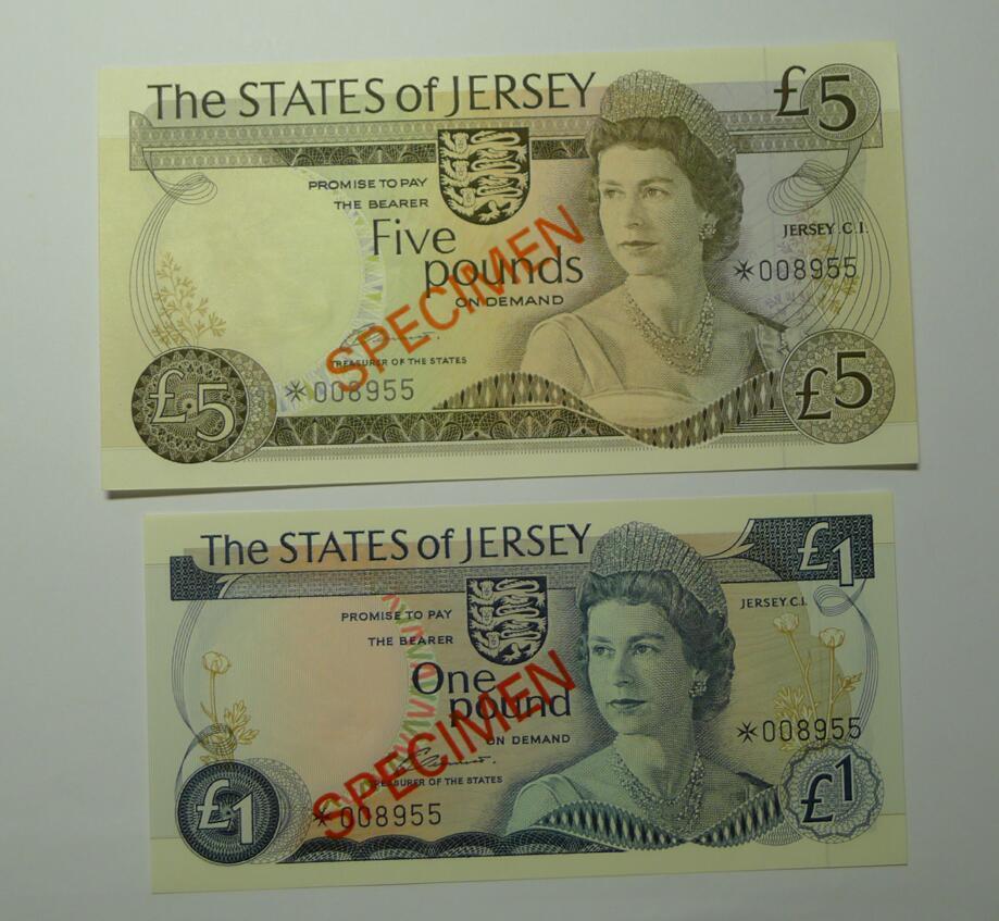 State of Jersey 1 5 10 20 Pounds Specimen Banknote Franklin Mint UNC