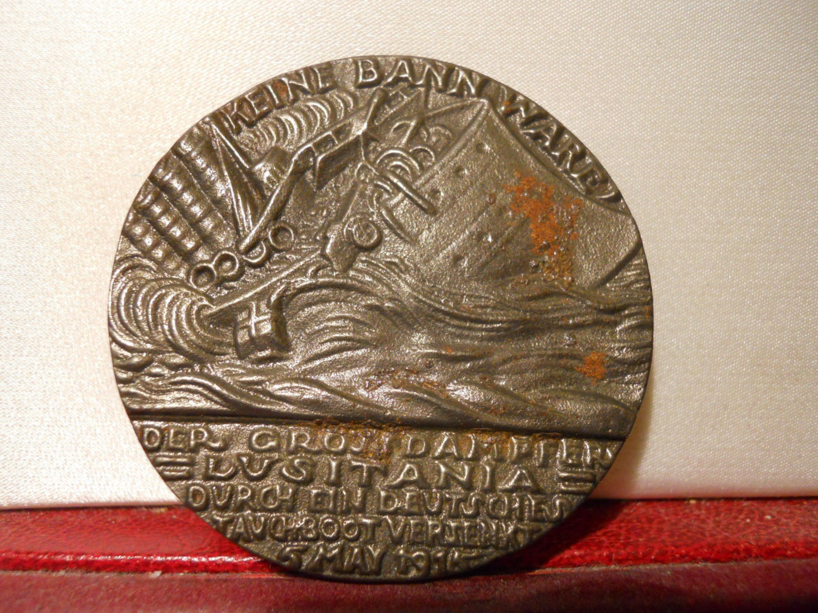 1915 LUSITANIA ART MEDAL OCEAN LINER SUNK BY GERMANS WW1