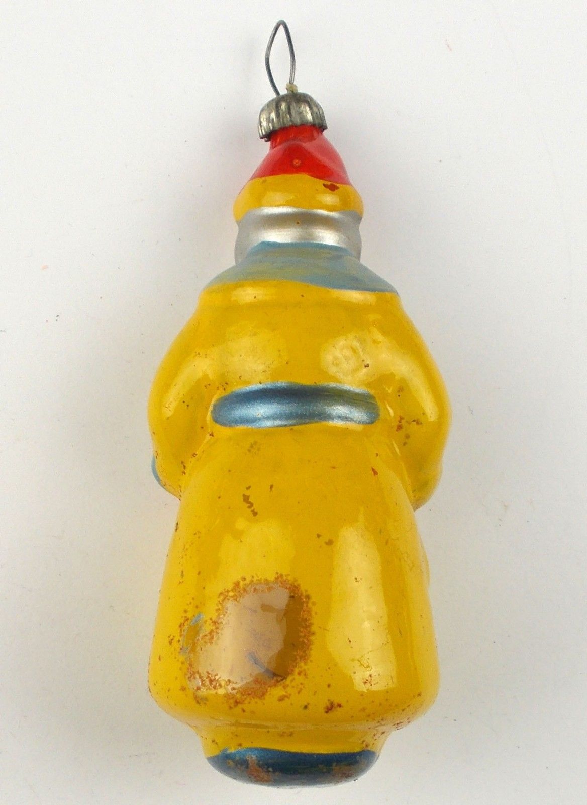 Rare Vintage Russian USSR Handpainted Glass Christmas X-mas Tree Ornament Santa