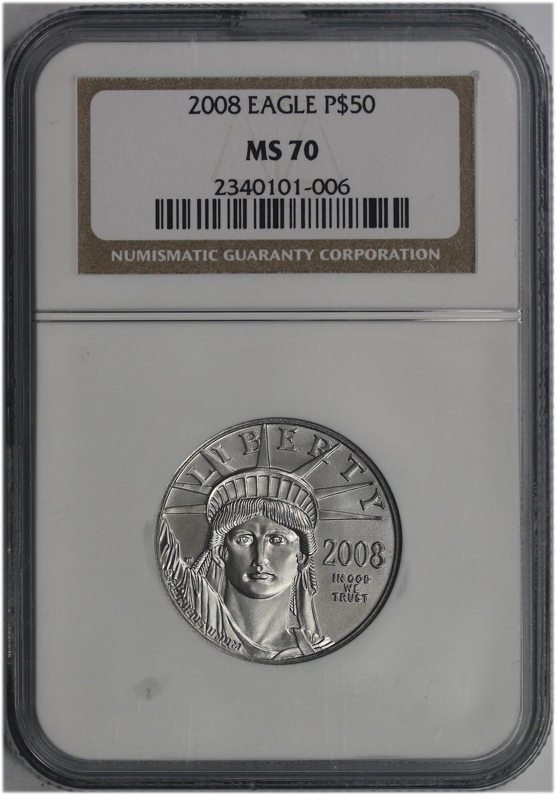 2008 Platinum Eagle $50 Half-Ounce MS 70 NGC 1/2 oz Platinum .9995