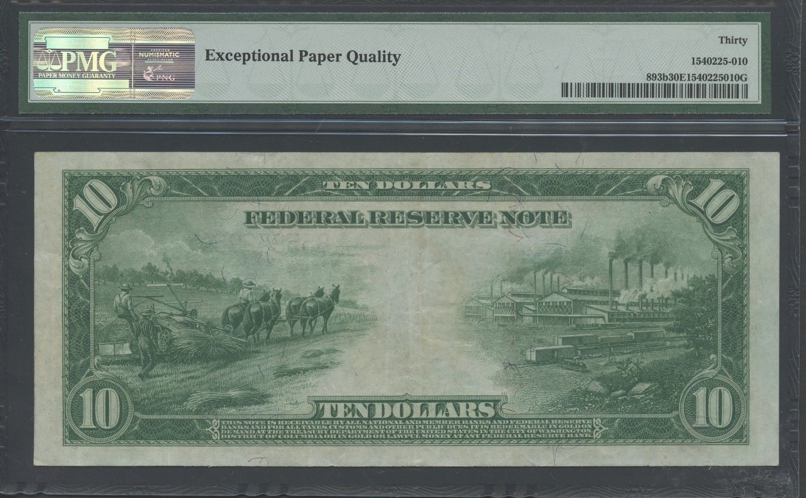 FR893B $10 1914 FRN RED SEAL NEW YORK PMG VF 30 EPQ WL9215