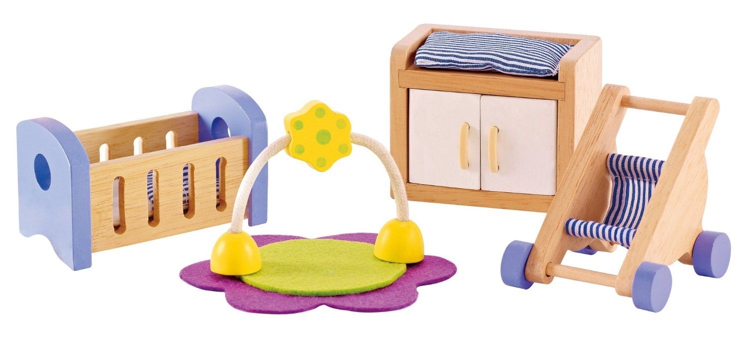 Hape Wooden Doll House Furniture Baby's Room Set