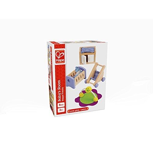 Hape Wooden Doll House Furniture Baby's Room Set