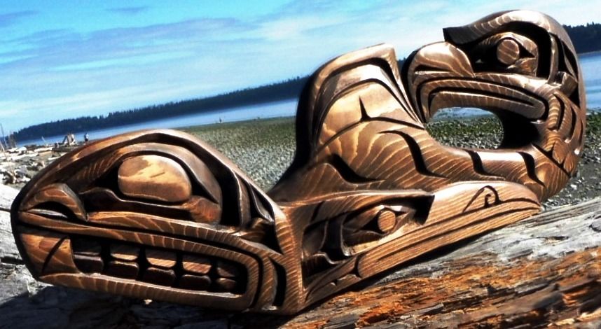 Northwest Coast First Nations native Art carving Transforming Whale, Indigenous