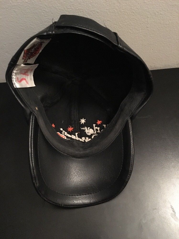 Rare Harley Davidson Hat Cap Small Black Leather Motorcycle Bike Vintage HD 3D