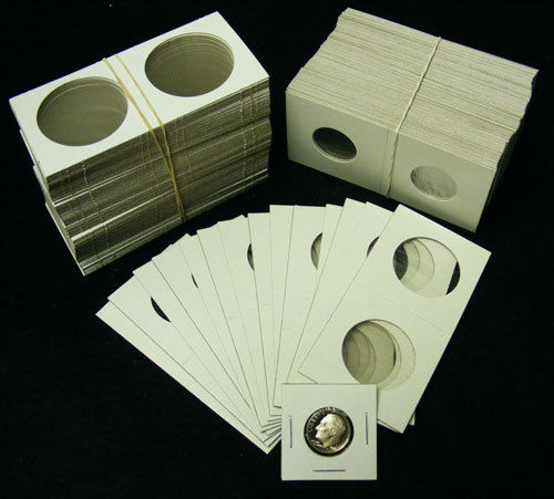 Three Hundred (300) Assorted Sizes-2X2 Cardboard/Mylar Coin Holders Flips