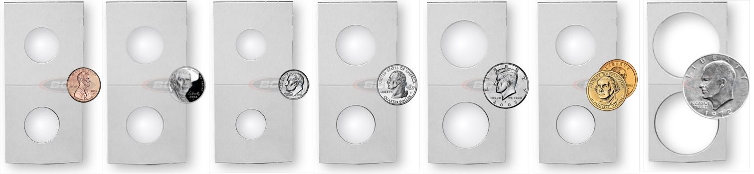 Three Hundred (300) Assorted Sizes-2X2 Cardboard/Mylar Coin Holders Flips