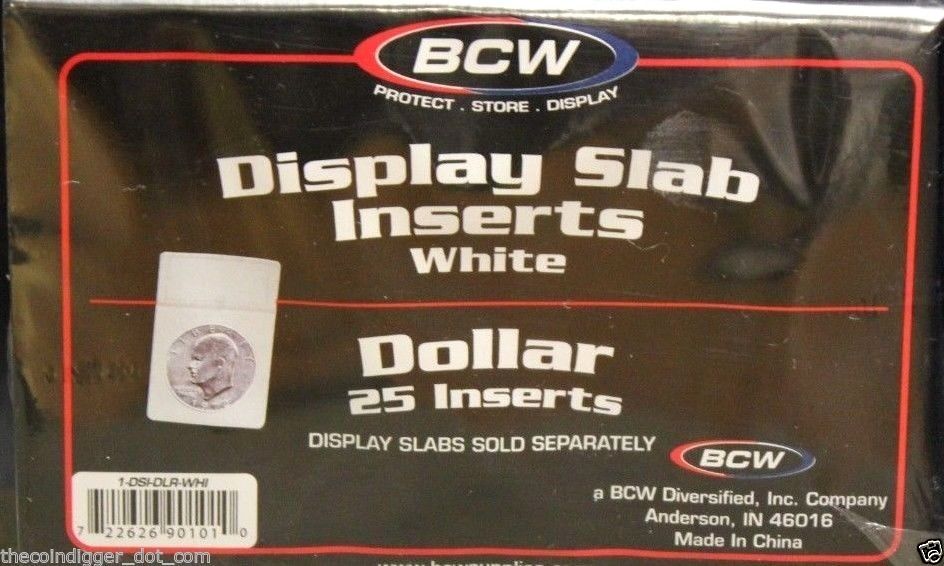 25 BCW Silver Trade Dollar Display Slab INSERTS 38.1mm White Foam Coin Holder