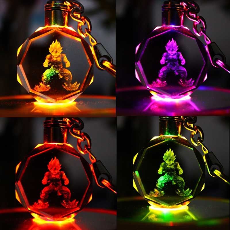 Dragon Ball Dragonball Z Super Saiyajin Goku Crystal Keychain LED light Pendant