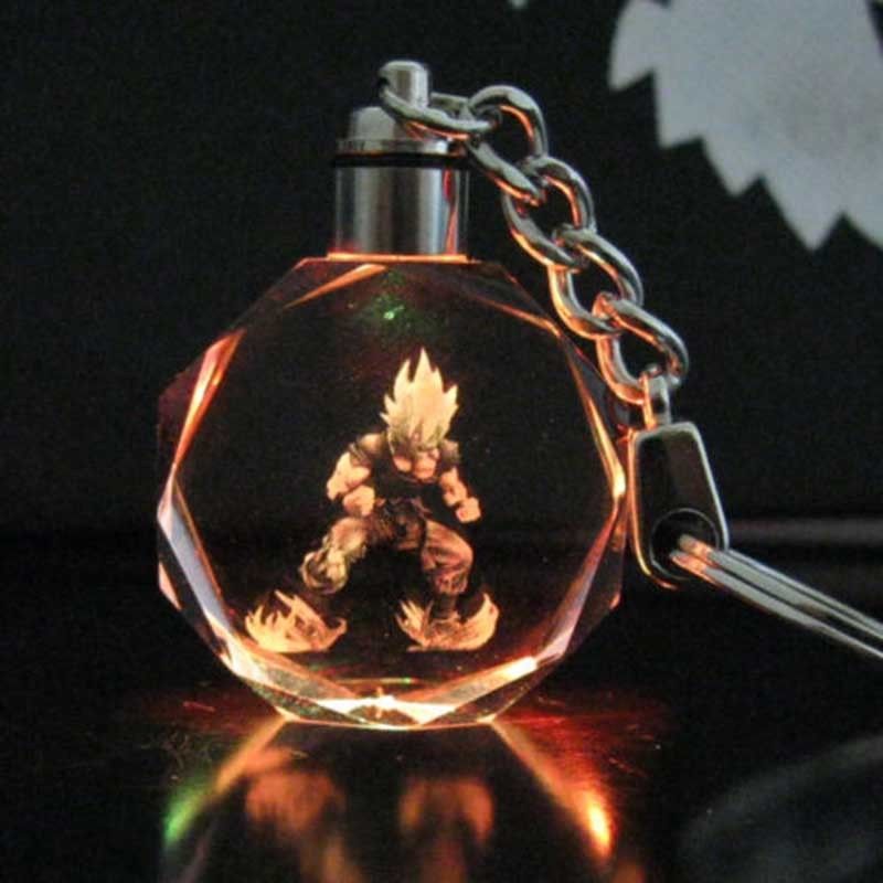 Dragon Ball Dragonball Z Super Saiyajin Goku Crystal Keychain LED light Pendant