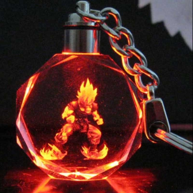 Dragon Ball Dragonball Z Super Saiyajin Goku Crystal Keychain LED light Pendant