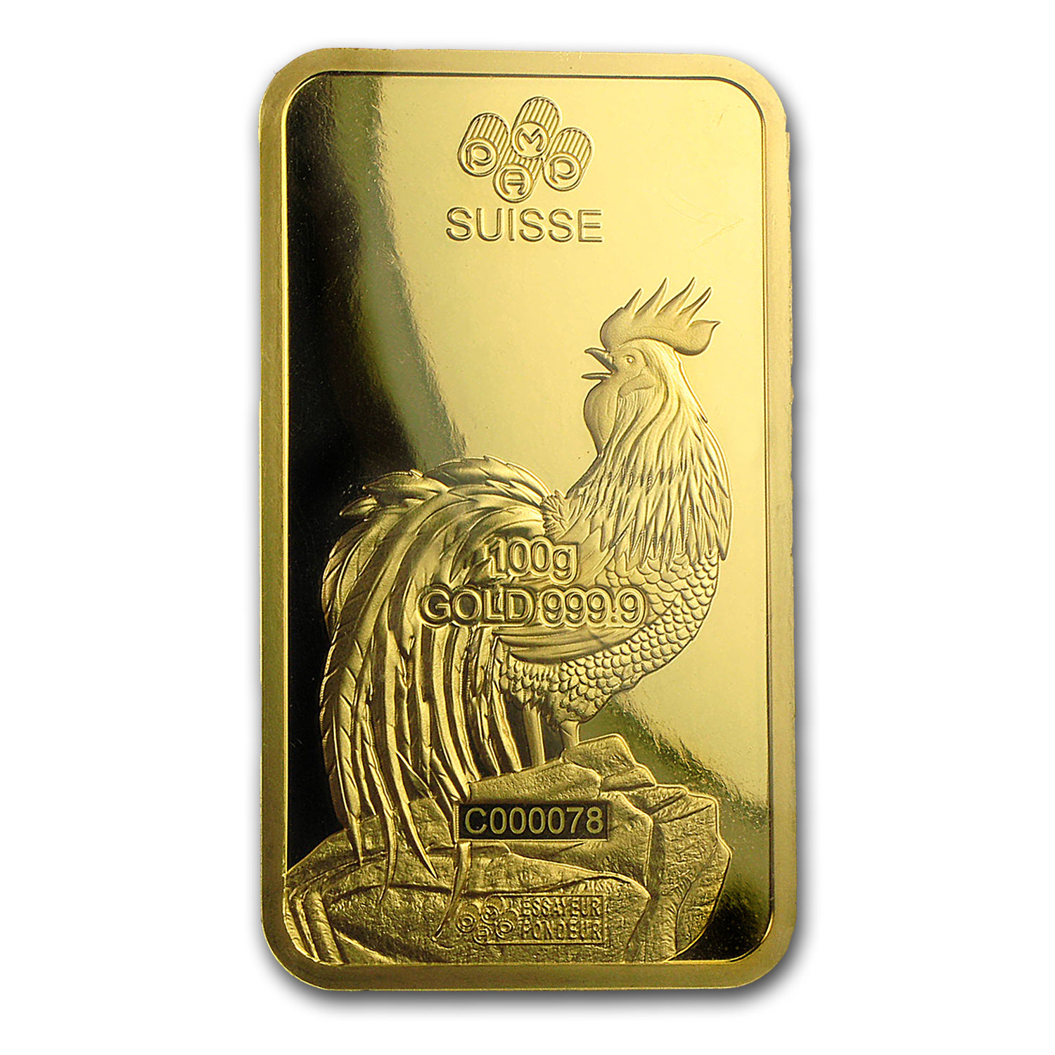 100 gram Gold Bar - PAMP Suisse Year of the Rooster (In Assay) - SKU #104121