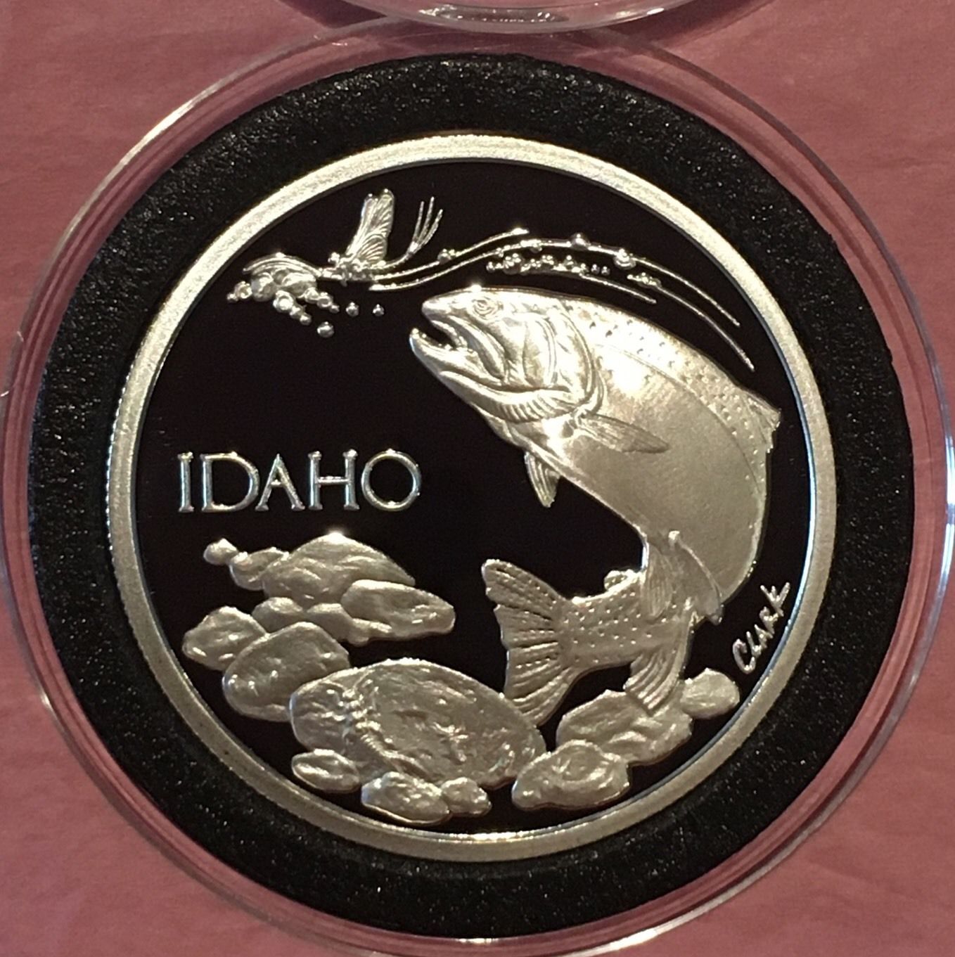 Idaho Trout Fish Proof Collectible Coin 1 Troy Oz .999 Fine Silver Round Scarce