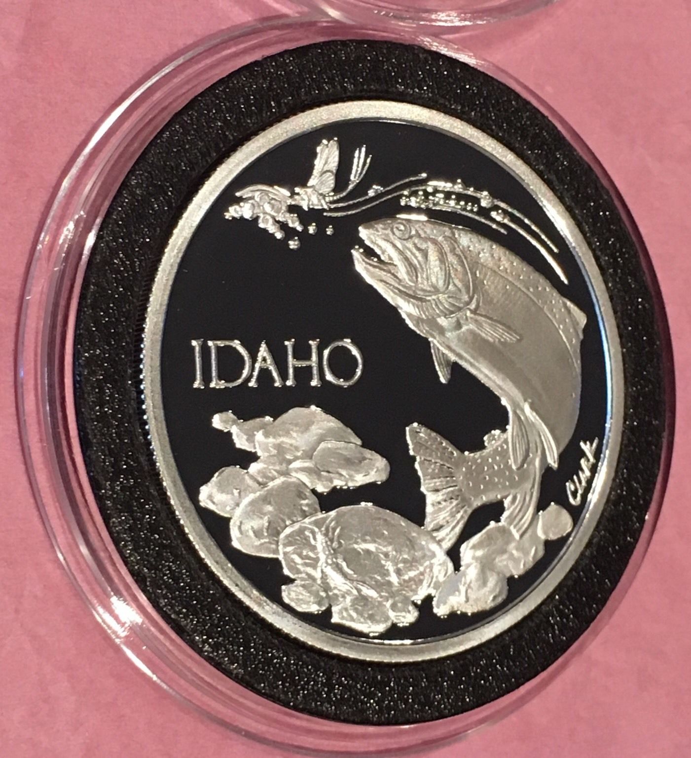 Idaho Trout Fish Proof Collectible Coin 1 Troy Oz .999 Fine Silver Round Scarce