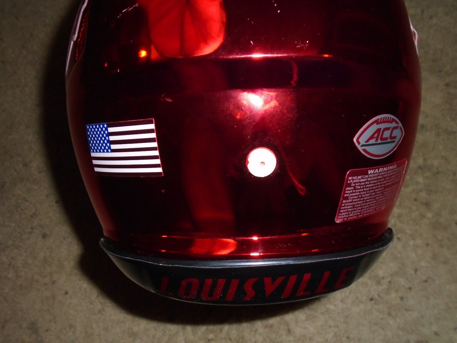 Louisville Cardinals Football Authentic Game Used Red Chrome Ridell Speed Helmet