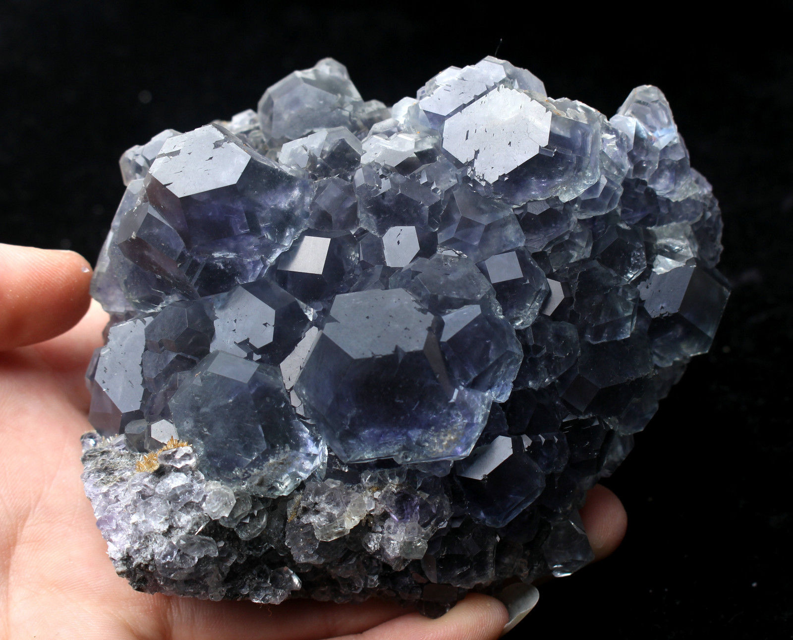 521.6g  NATURAL Blue FLUORITE Quartz Crystal Cluster  Mineral Specimen