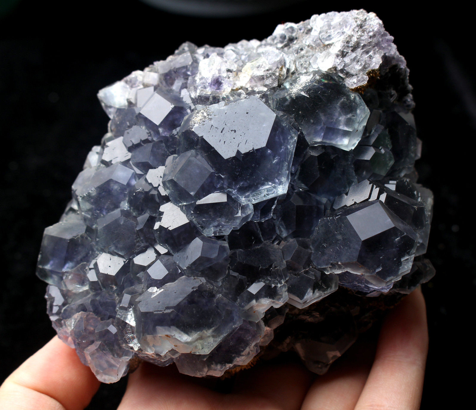 521.6g  NATURAL Blue FLUORITE Quartz Crystal Cluster  Mineral Specimen