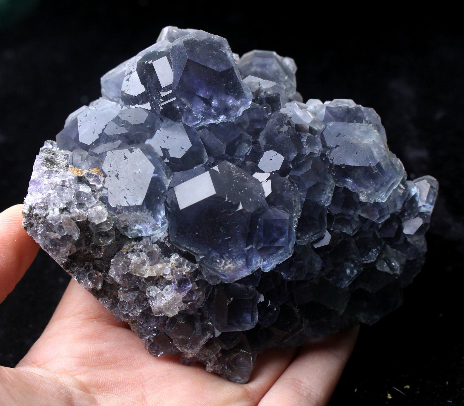 521.6g  NATURAL Blue FLUORITE Quartz Crystal Cluster  Mineral Specimen