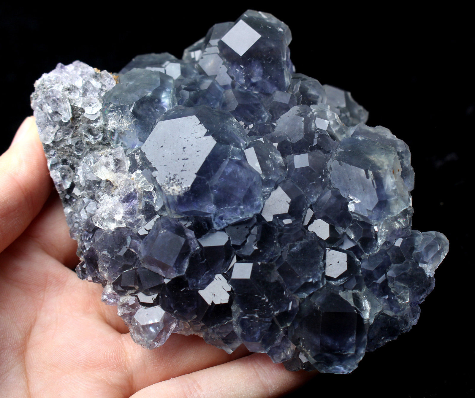 521.6g  NATURAL Blue FLUORITE Quartz Crystal Cluster  Mineral Specimen