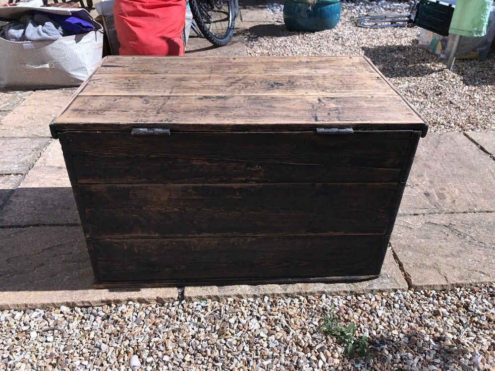 Vintage Wood Blanket box, Antique Trunk