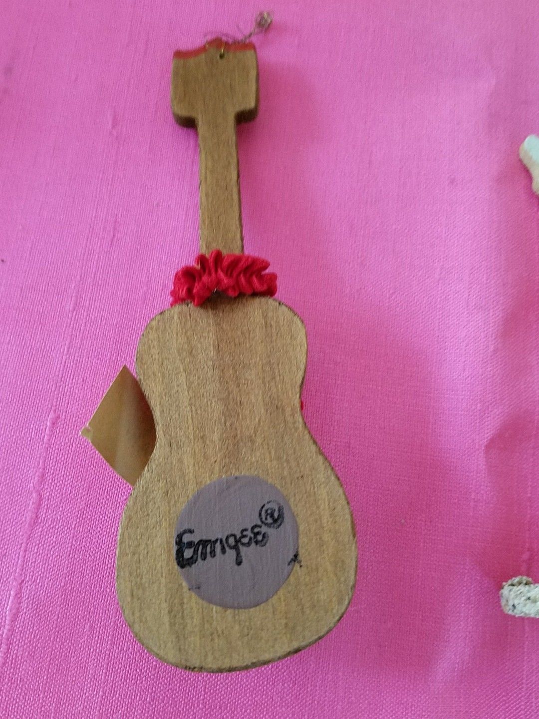 2 Vintage Emgee Hawaii 1970's Wooden Santa sleeping tree Christmas Ornament