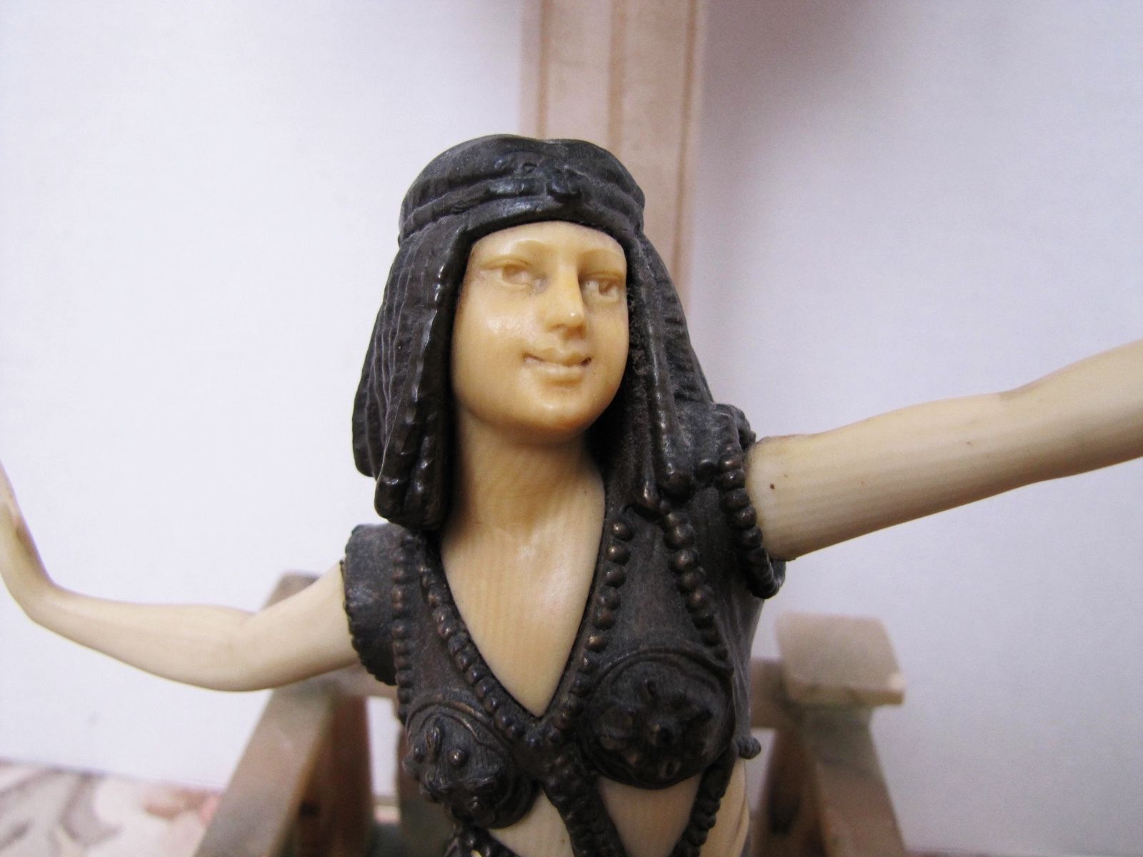 Antique Italian Marble Art Deco Egyptian Girl Table Lamp.