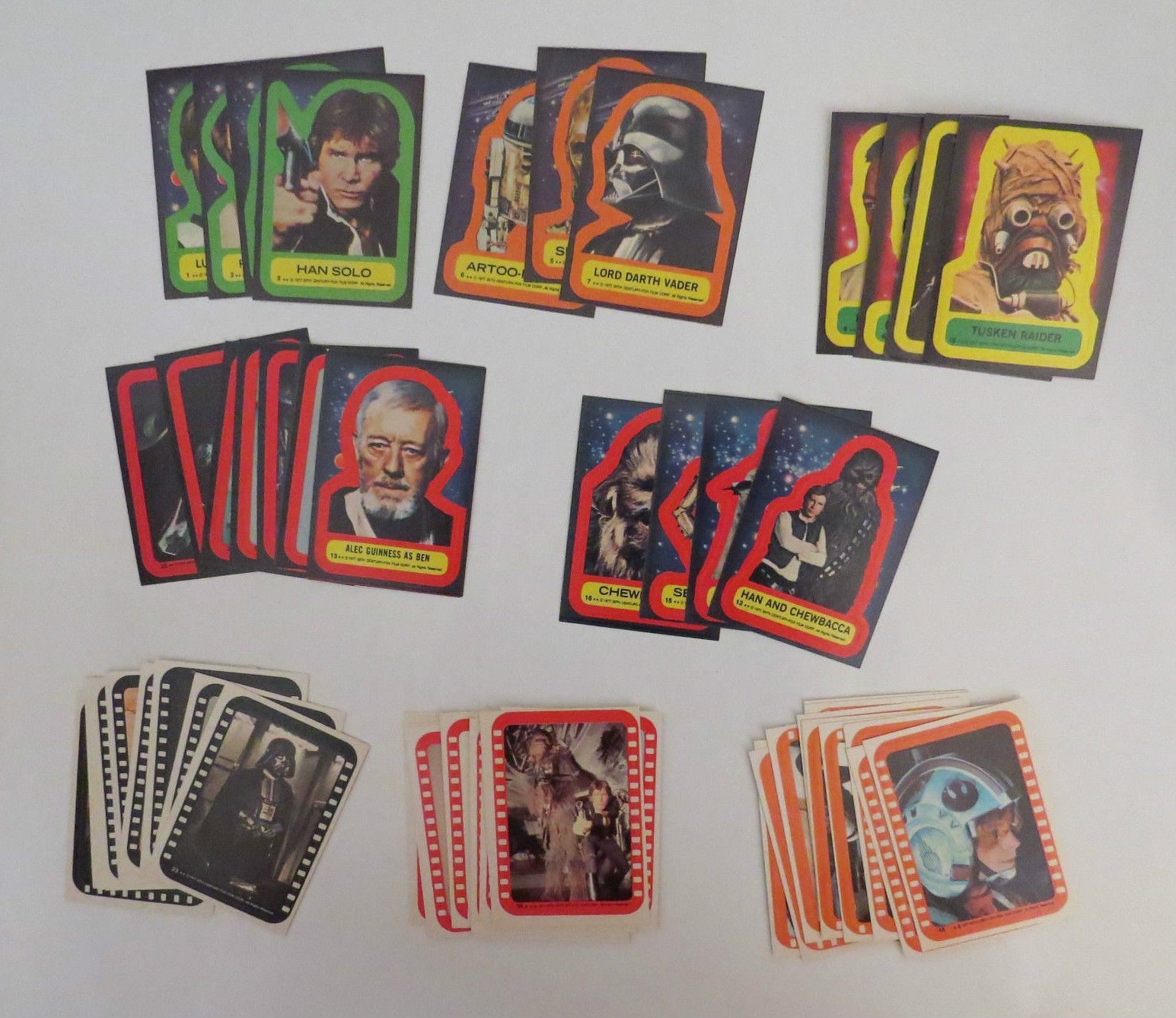 1977 Topps Star Wars Fox Films Series 1 -5 Complete 55 Sticker Card Set EX+