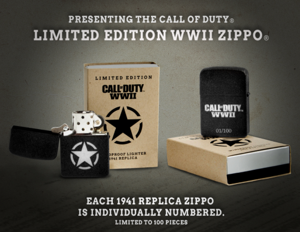 Call of Duty WWII Limited Edition Zippo Lighter 1941 Replica Wartime Activision