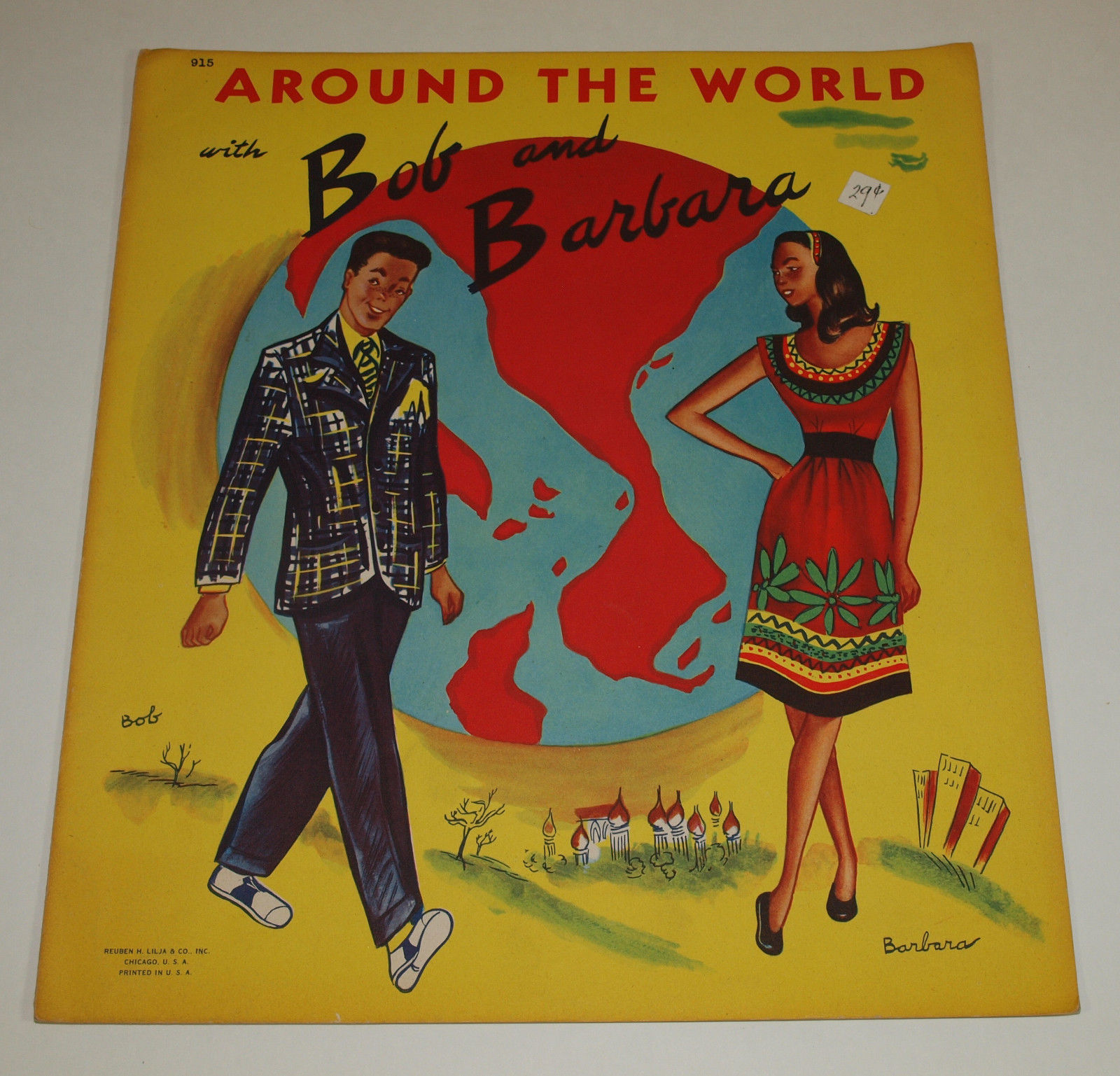 Vintage Reuben Lilja 1940s Paper Dolls BOB & BARBARA Around The World Uncut