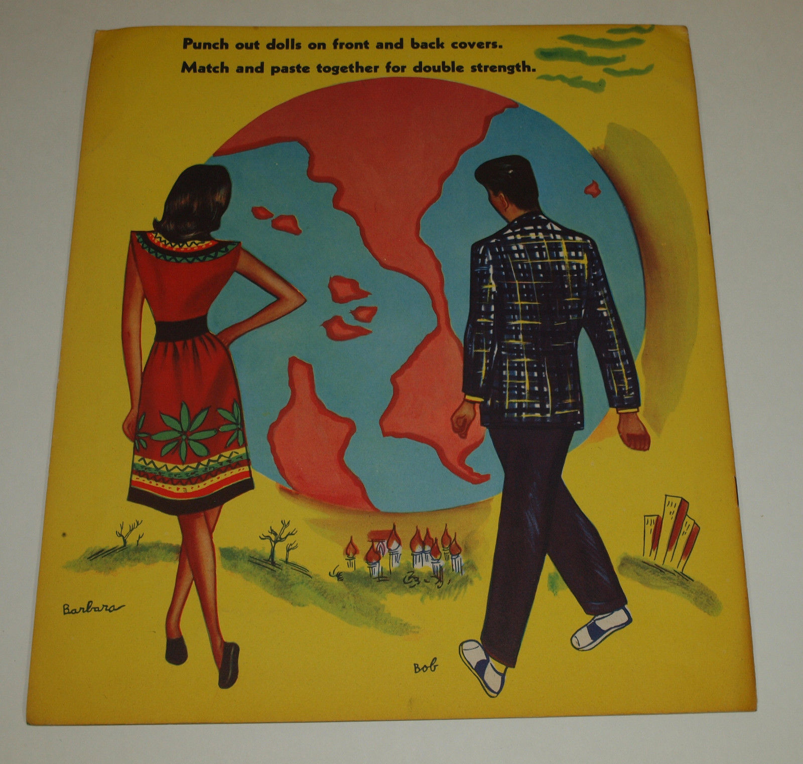 Vintage Reuben Lilja 1940s Paper Dolls BOB & BARBARA Around The World Uncut