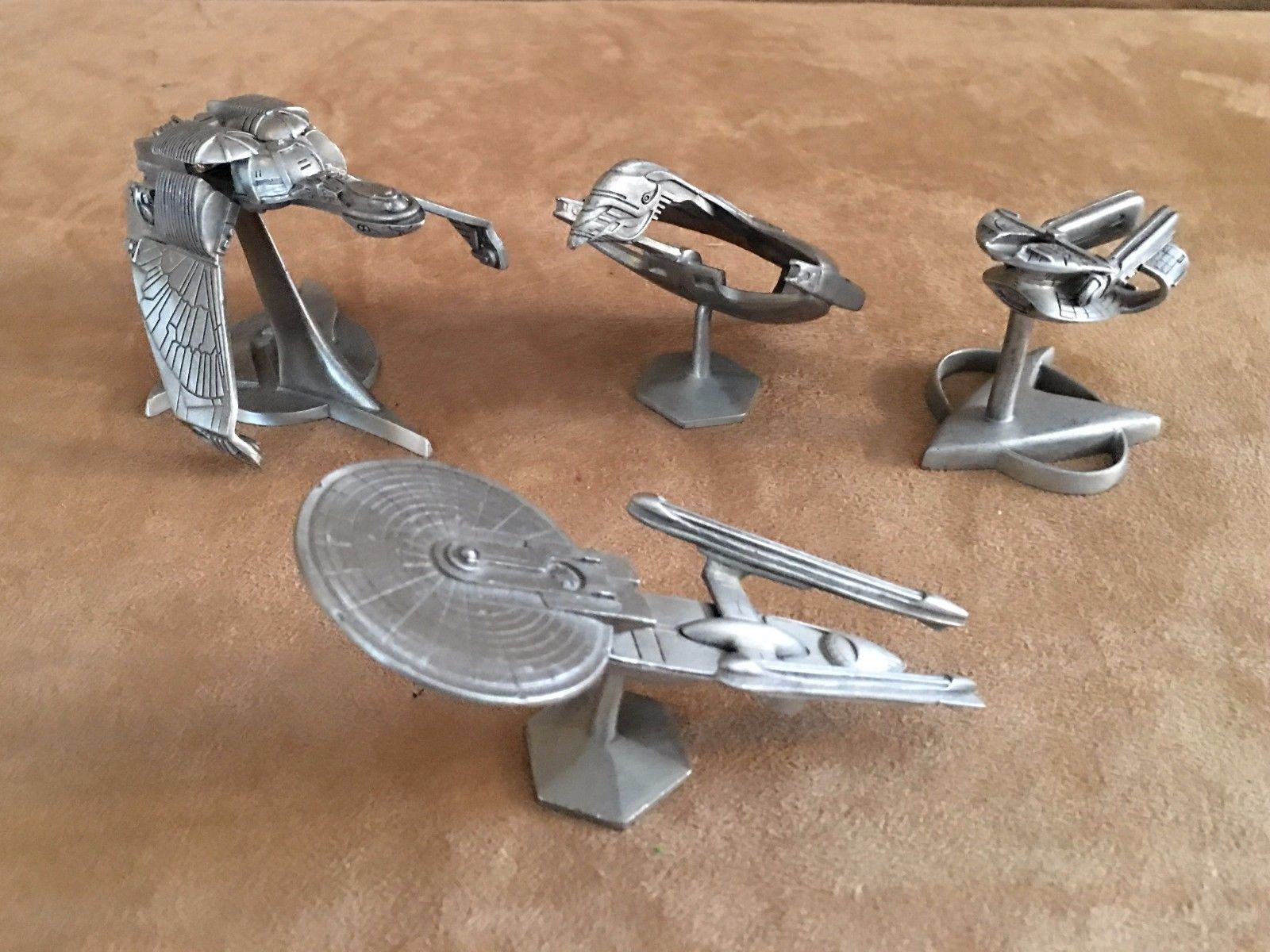 Star Trek pewter birds of prey action figure lot vintage sculpture fighter ship