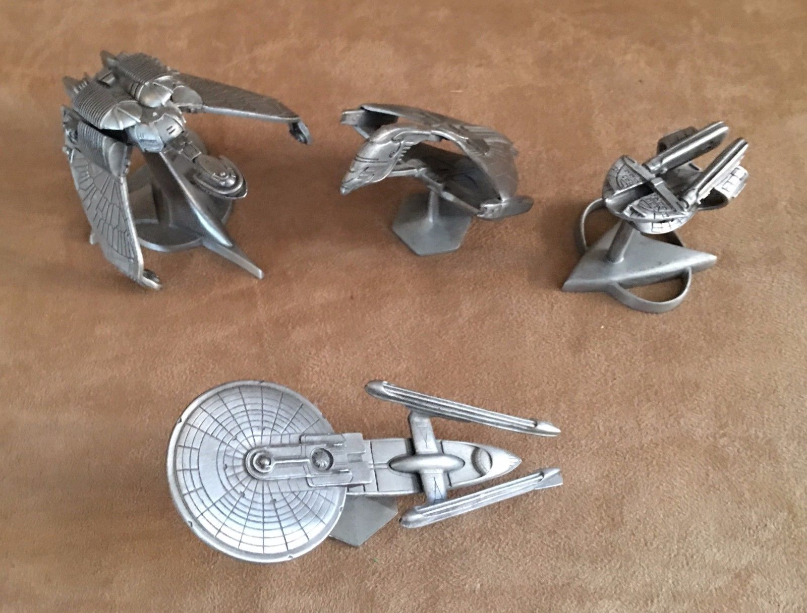 Star Trek pewter birds of prey action figure lot vintage sculpture fighter ship