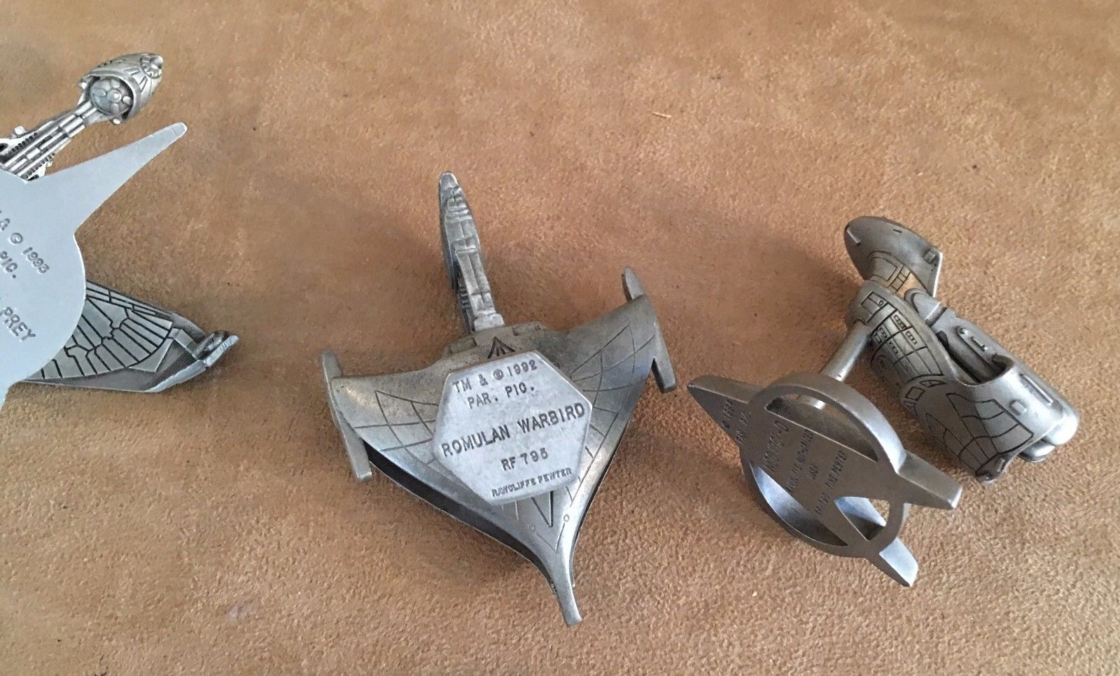 Star Trek pewter birds of prey action figure lot vintage sculpture fighter ship