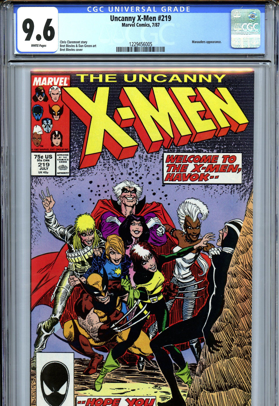 Uncanny X-Men #219 (1987) Marvel CGC 9.6 White Marauders Appearance