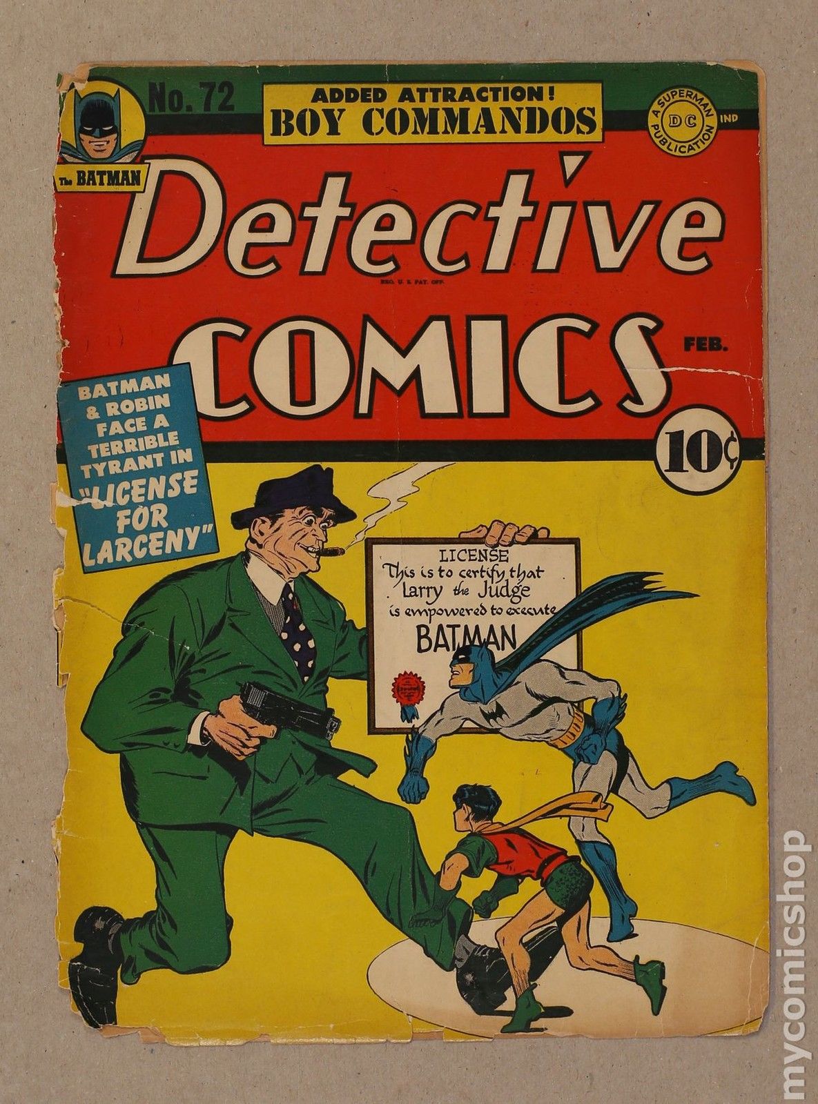 Detective Comics (1937 1st Series) 72 Front and Back Cover Only