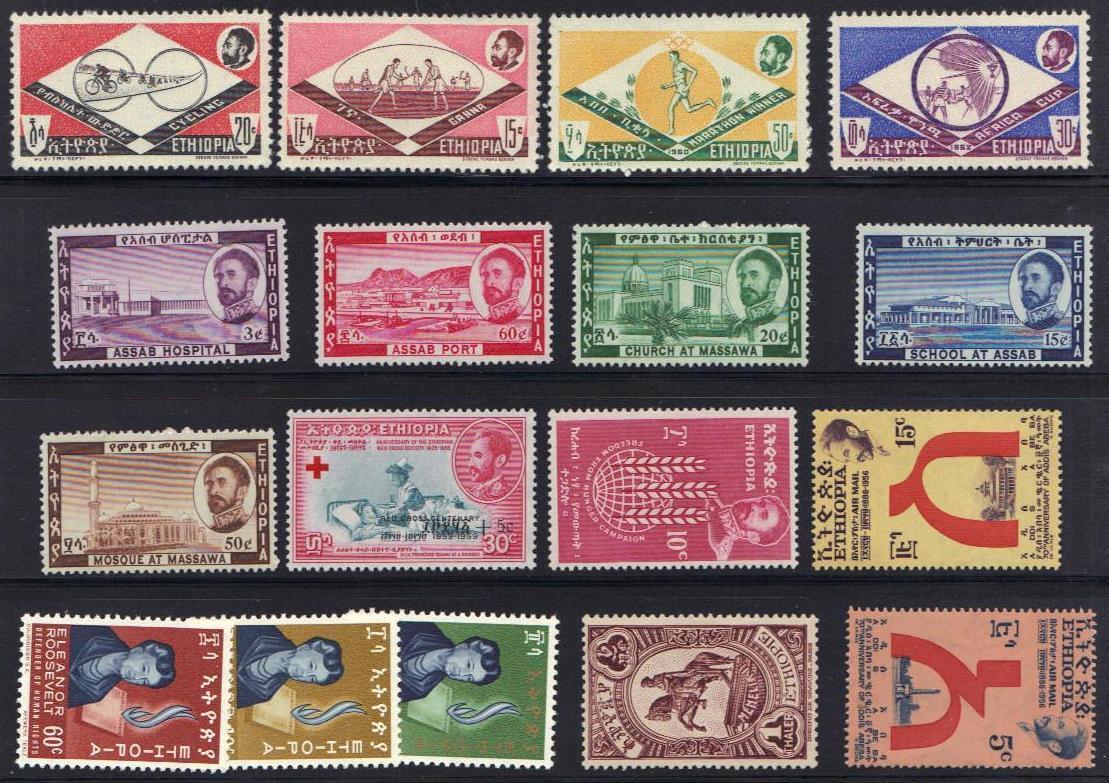 ETHIOPIA 1950-70s COLLECTION OF 150+ IN BLOCKS & SINGLE SETS ALL NEVER HINGED