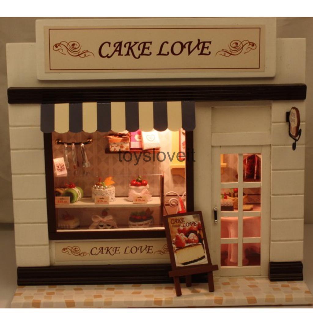 DIY Doll House Cake Shop Dollhouse Miniature Furniture w/Light Handcraft Kit