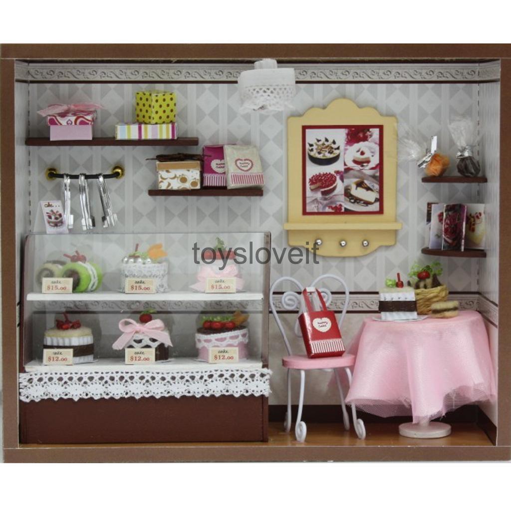 DIY Doll House Cake Shop Dollhouse Miniature Furniture w/Light Handcraft Kit