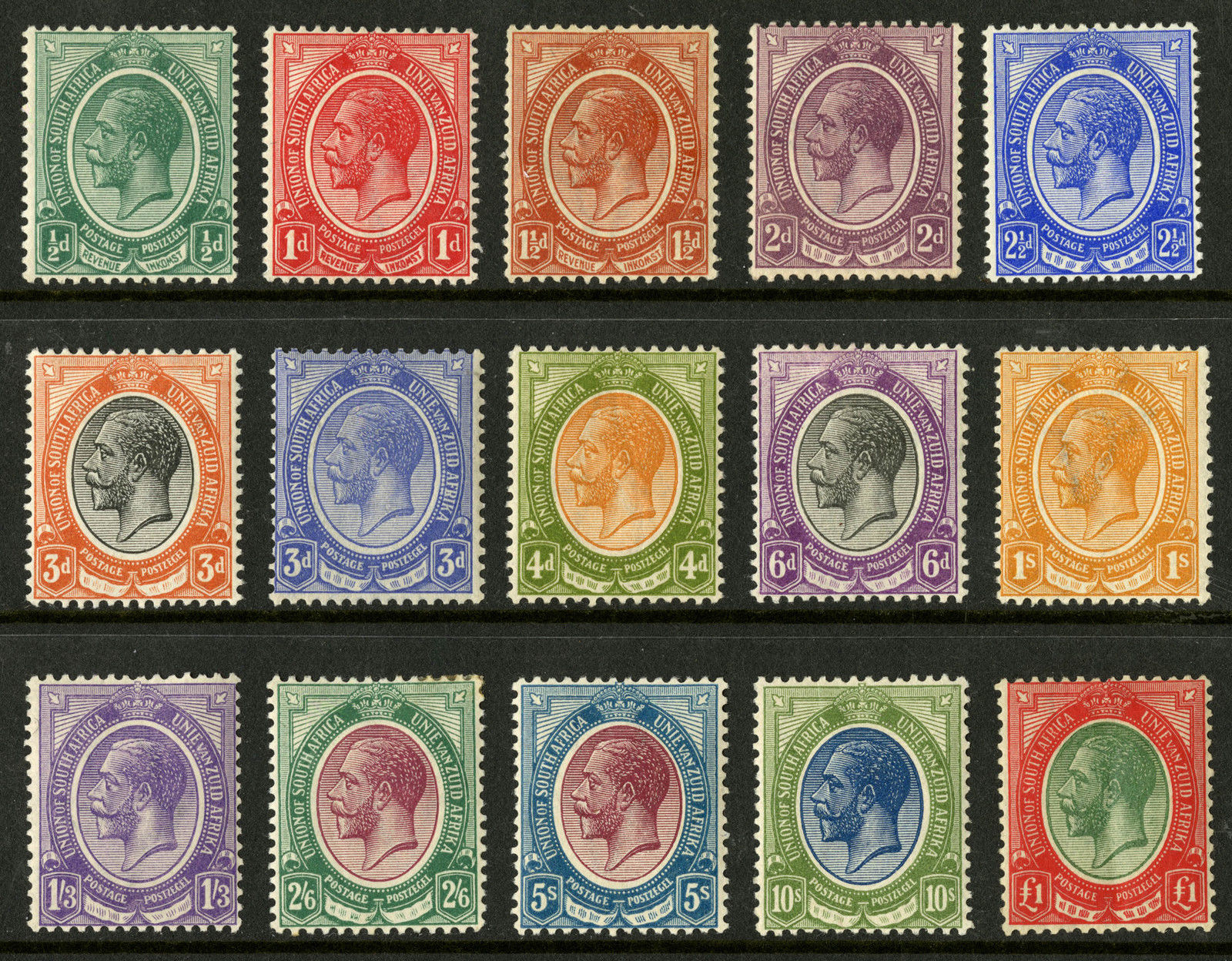 South Africa  1913-24  Scott #  2-16  Mint Lightly Hinged to Hinged Set