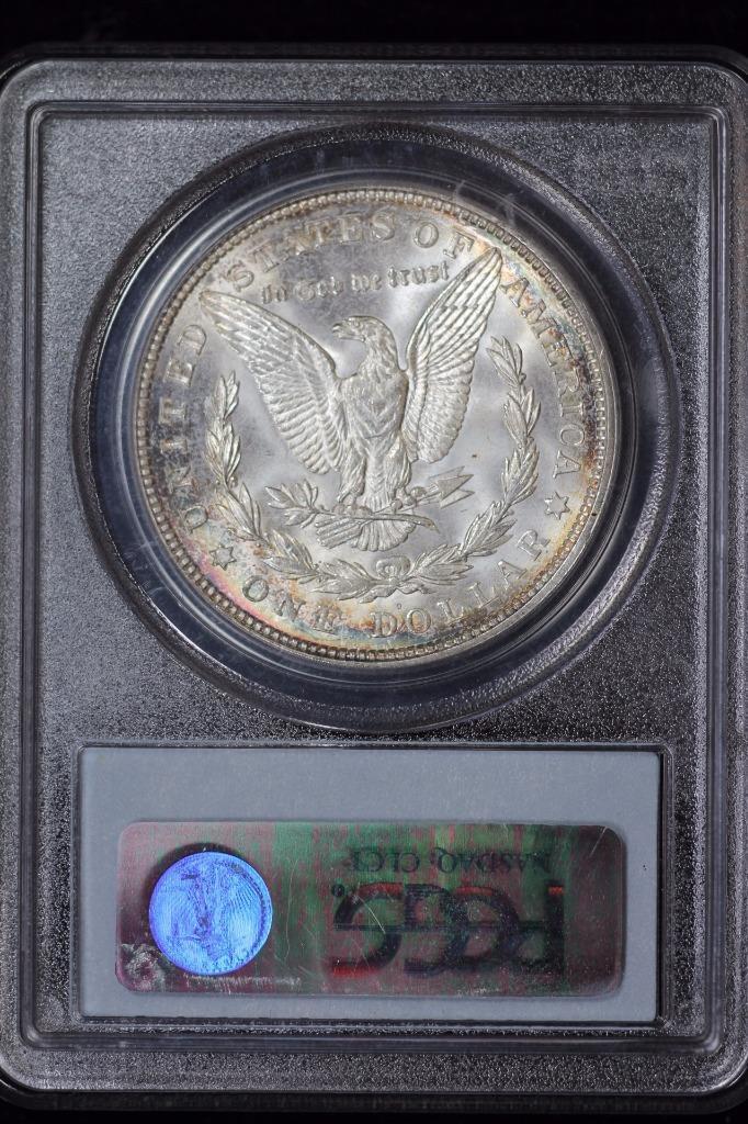 1921 D Morgan Silver Dollar MS65 PCGS CAC Slight Rainbow United States Mint Coin