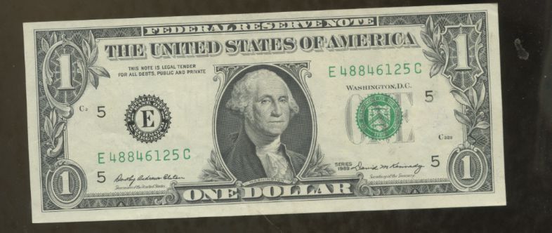 1969 $ 1.00 ONE DOLLAR BILL ERROR MISCUT NOTE  UNITED STATES  E48846125C