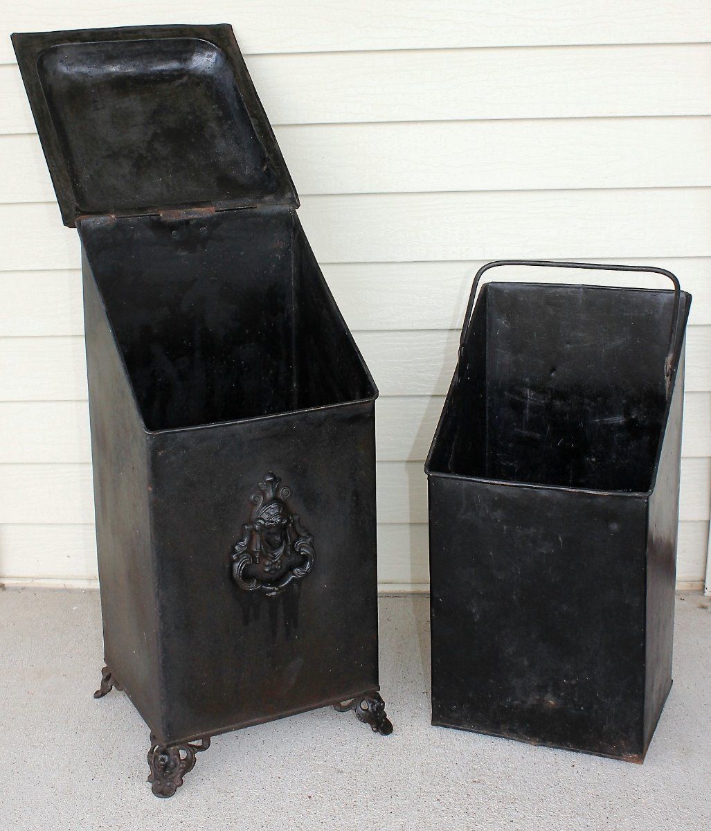 Antique Lion Head Feet Victorian Lady Coal Scuttle Ash Bin Fireplace Hod w Liner