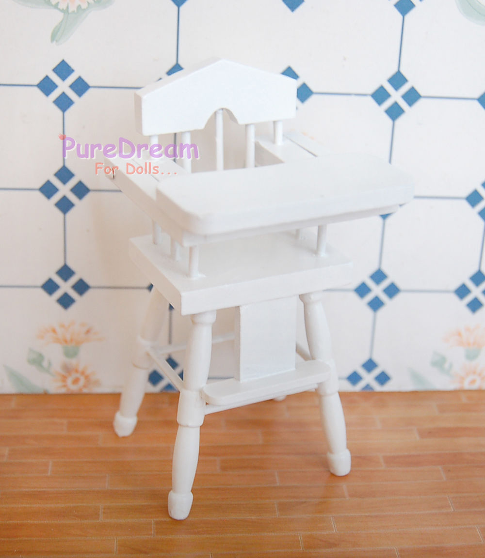 1:12 Dollhouse Miniature Furniture Set 3PCS Crib Baby Closet & High Chair WB013