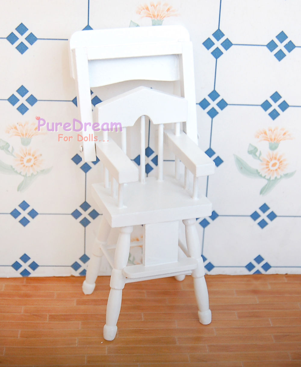 1:12 Dollhouse Miniature Furniture Set 3PCS Crib Baby Closet & High Chair WB013