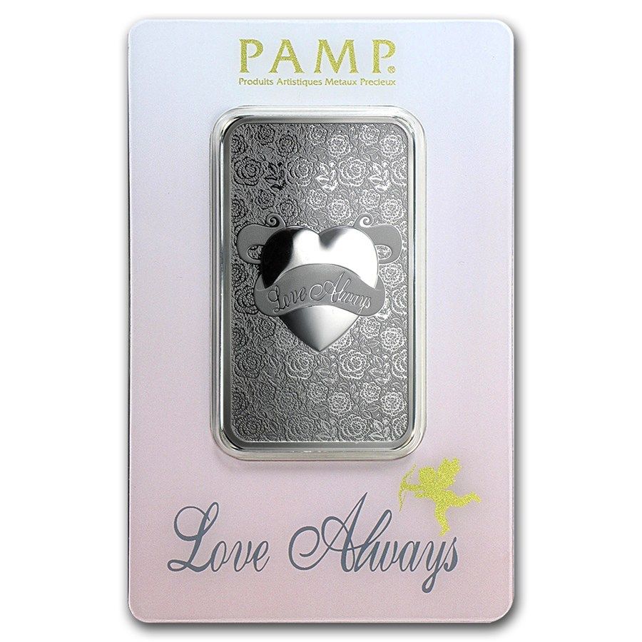 1~OUNCE ~ PURE 999 SILVER ~ LOVE  ALWAYS ~ PAMP SUISSE ~SEALED BAR~ $38.88