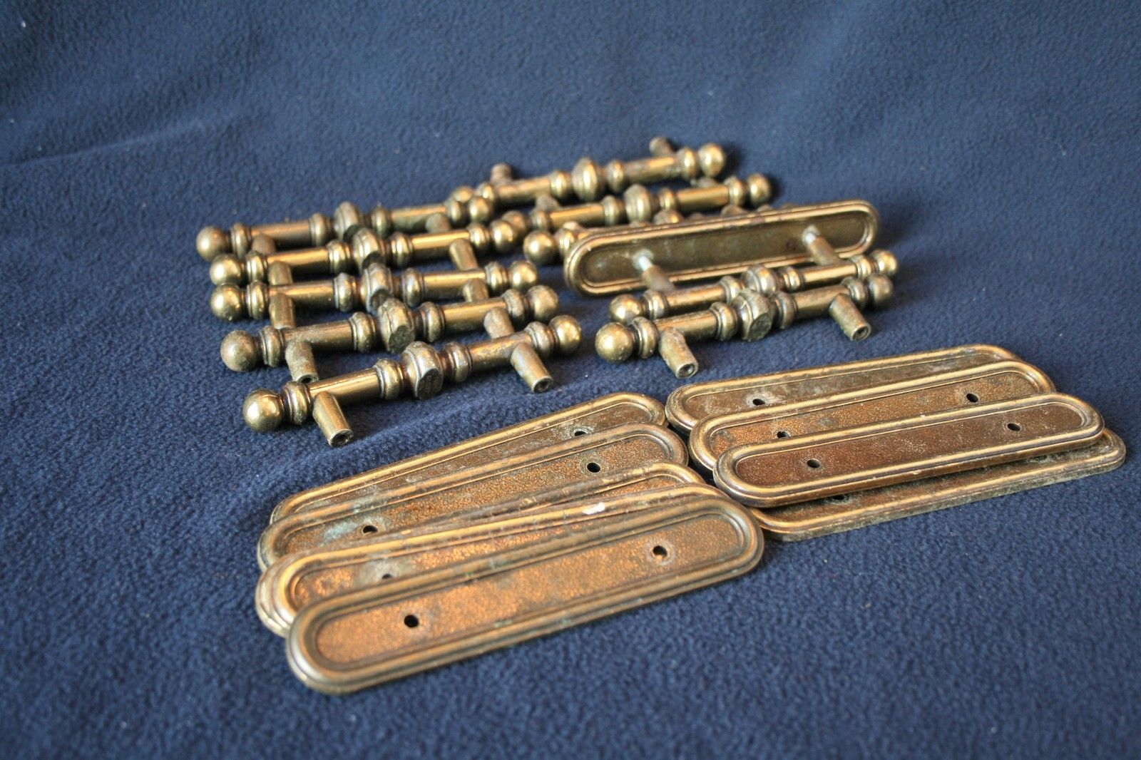 Vintage Brass Drawer Pulls and Back Plates Lot of 10, 3"OC 1977 Made in Canada