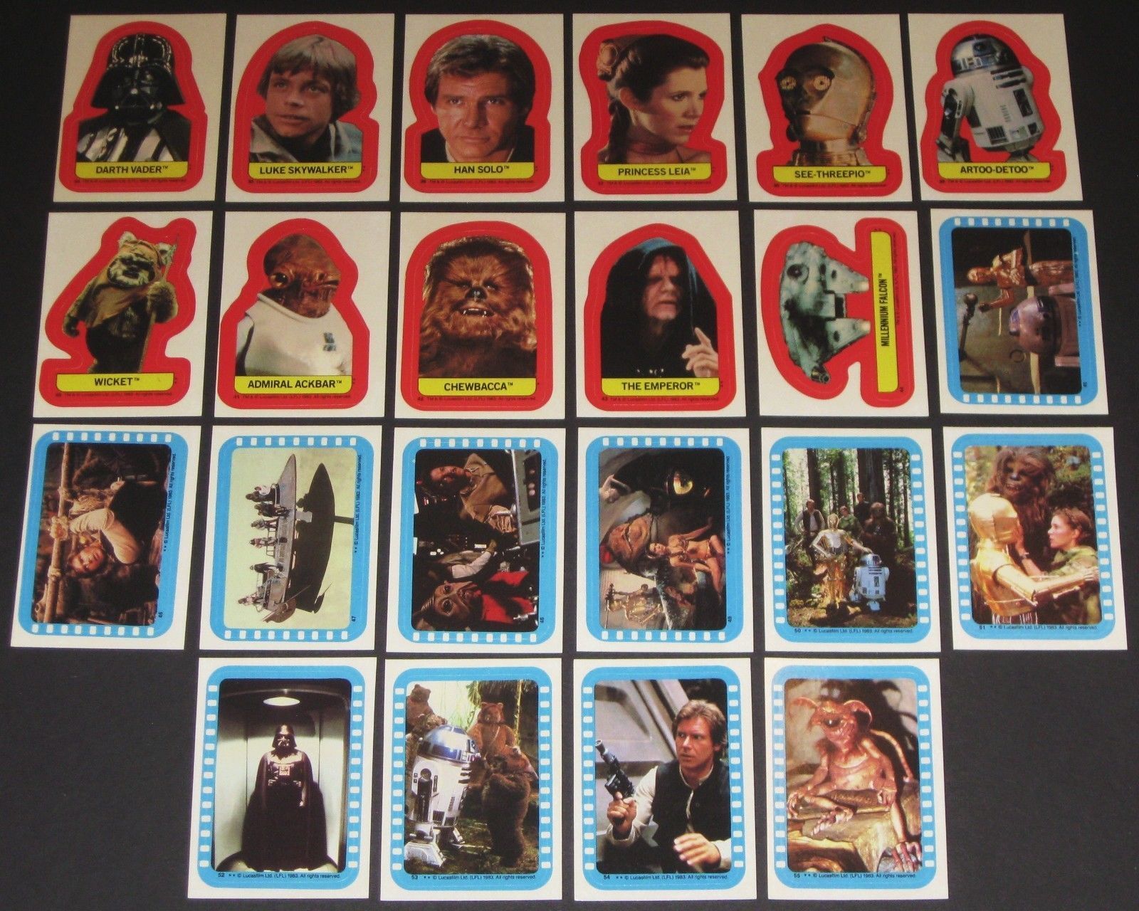 Star Wars - Jedi (ROTJ) Series 2 - Complete Card Sticker Set (22) 1983 - NM