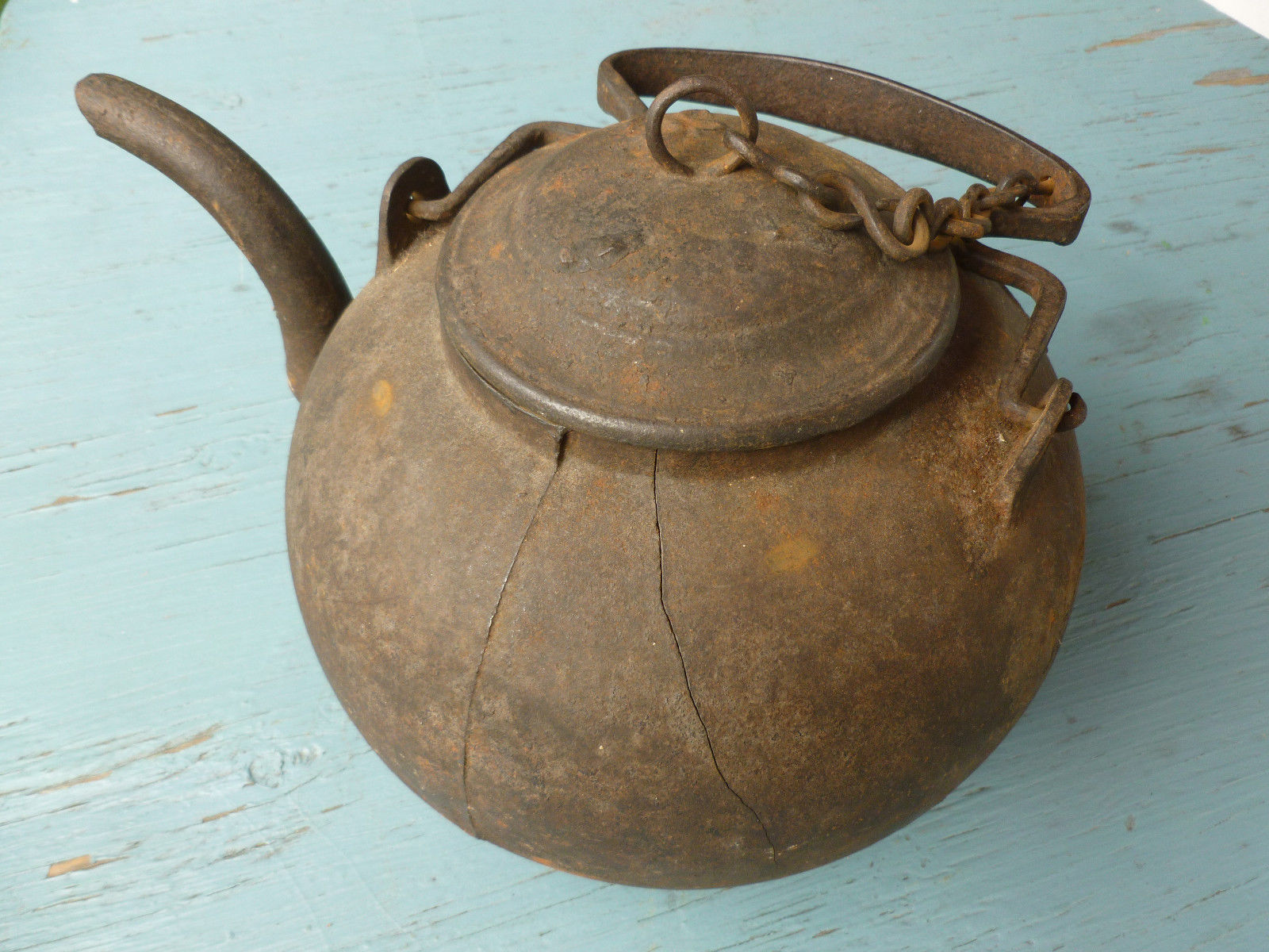 Antique 1700's  Sheldon Cook Cast Iron Kettle