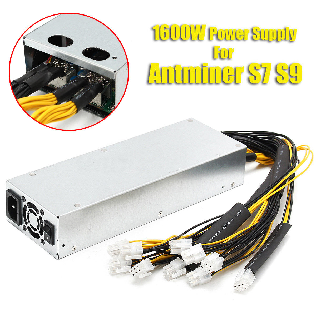 1600w 92% Platinum Mining Power Supply For Bitcoin Miner S9 S7 12.5T 13T 13.5T