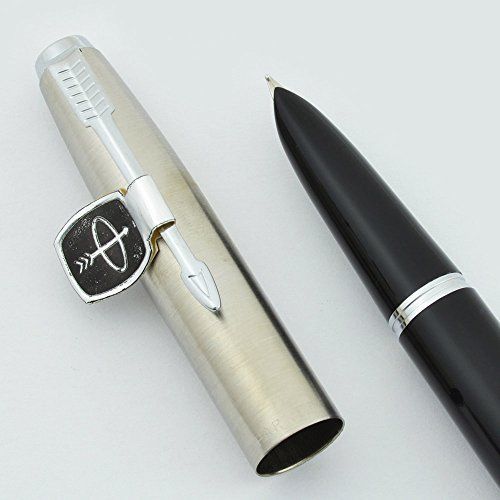 Parker Super 21 Fountain Pen - Black Barrel Fine Steel Nib 1960s New Old Stoc...